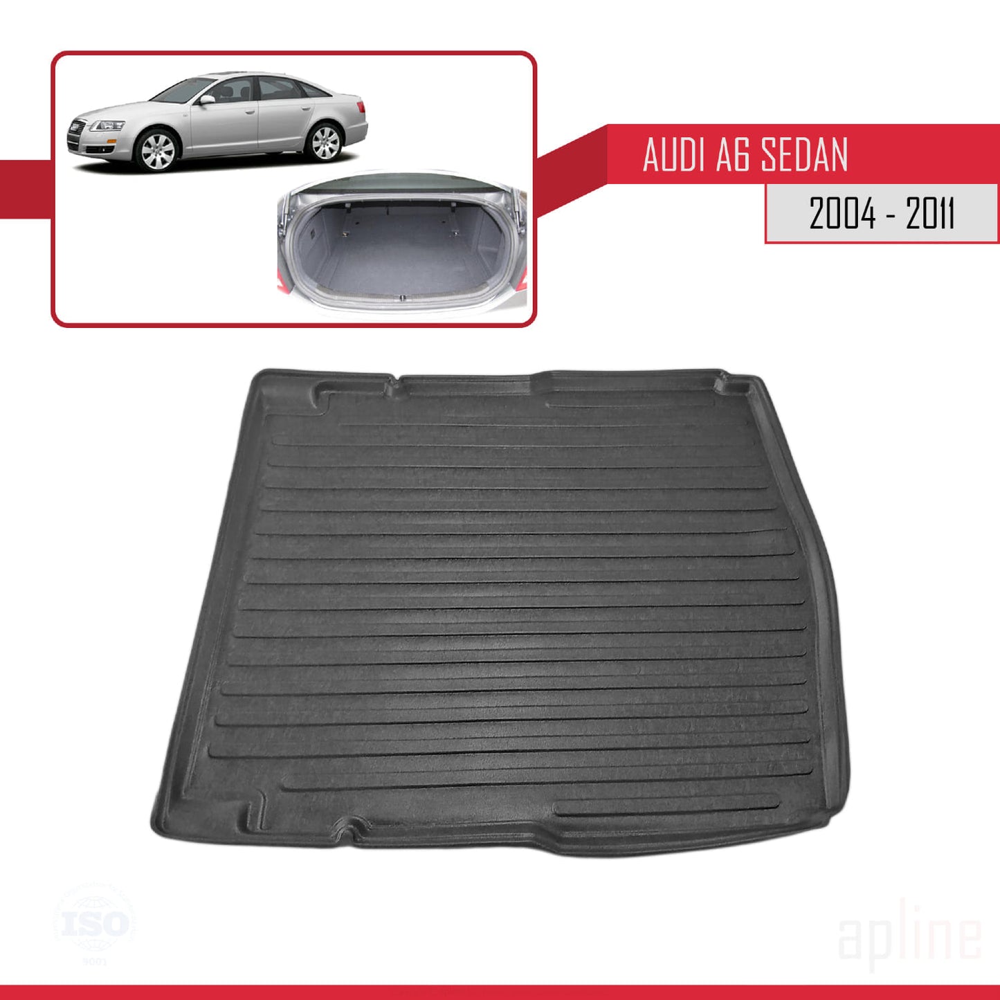 Compatible avec A6 (C6) Berline 2004-2011 Flexible Tapis de Coffre Plancher de Chargement Noir