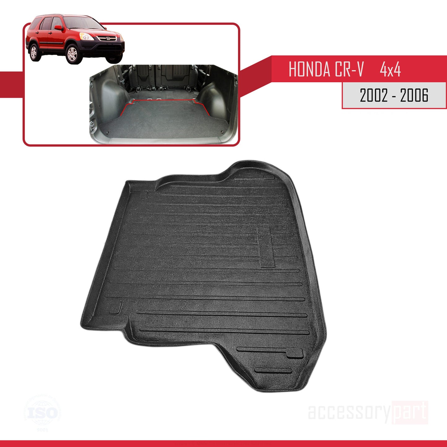 Kompatibel mit Honda CR-V 2 2002-2006 Flexibel Kofferraumwanne Laderaumwanne Schwarz