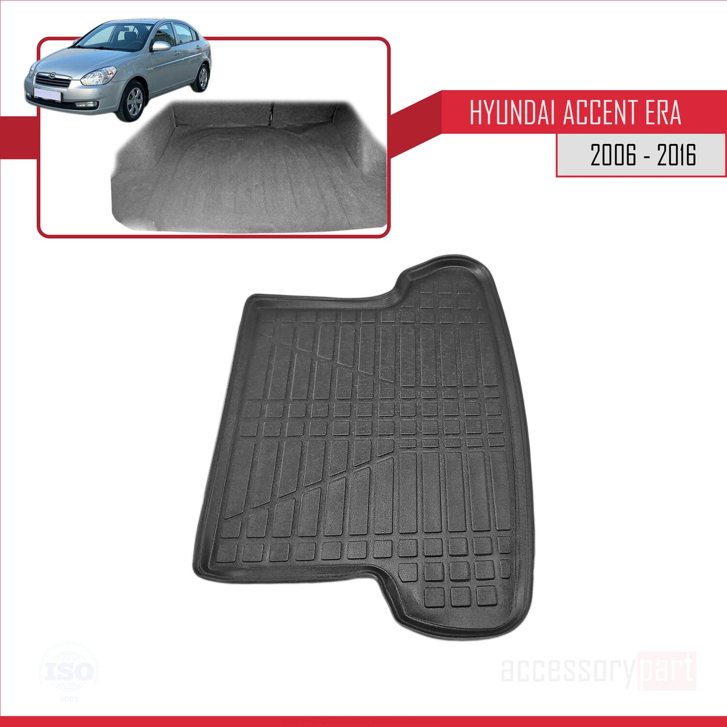 Tapis de Coffre pour Hyundai Accent Era 2006-2016 NOIR
