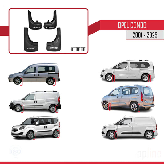 Kompatibel mit Opel Combo 2001-2025 Auto Kotflügel Vorne Hinten Satz 4 Stück Schwarz