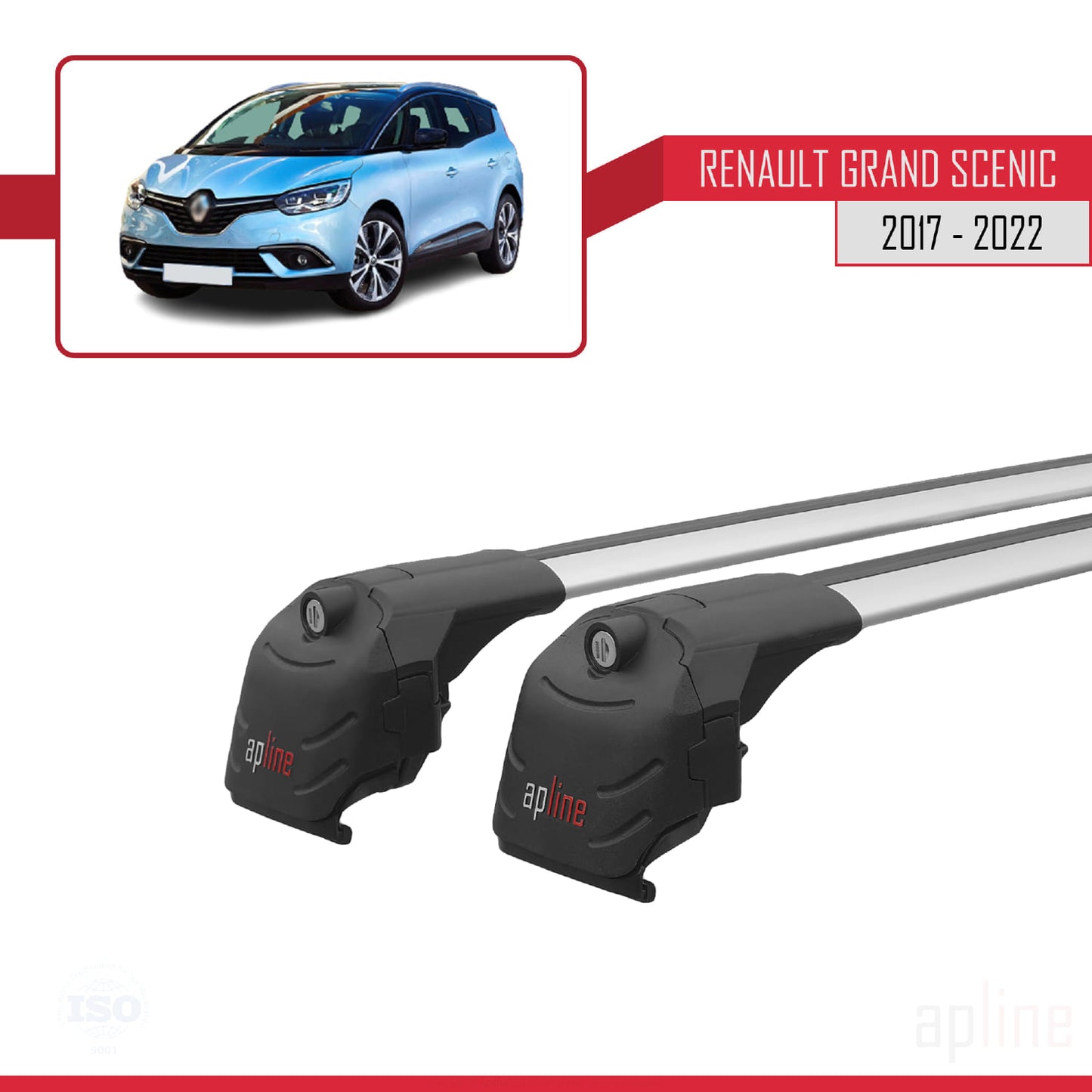Kompatibel mit Renault Grand Scenic 4 2017-2022 ACE-2 Relingträger Dachträger Auto Gepäckträger Grau Aluminium 2 Stangen