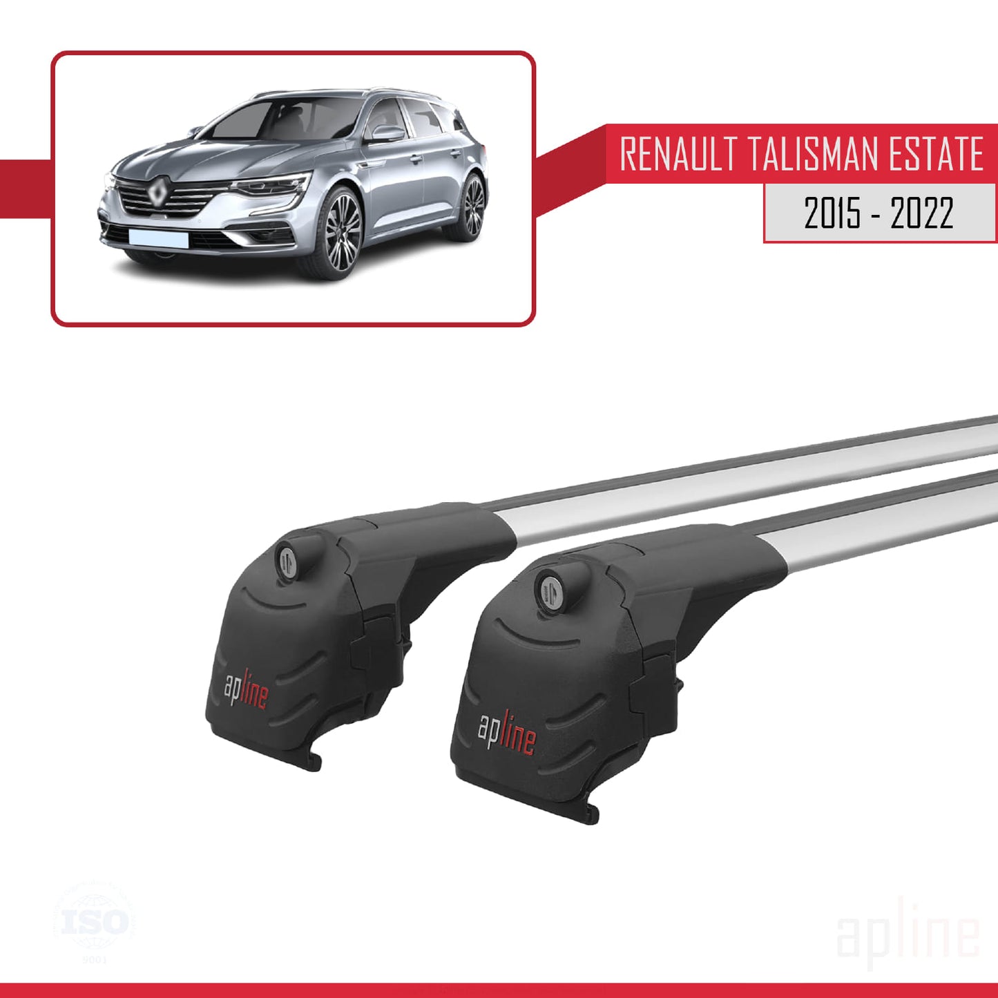 Compatible avec Renault Talisman Break 2015-2022 ACE-2 Barres de Toit Railing Porte-Bagages de Voiture Gris Aluminium 2 Barres