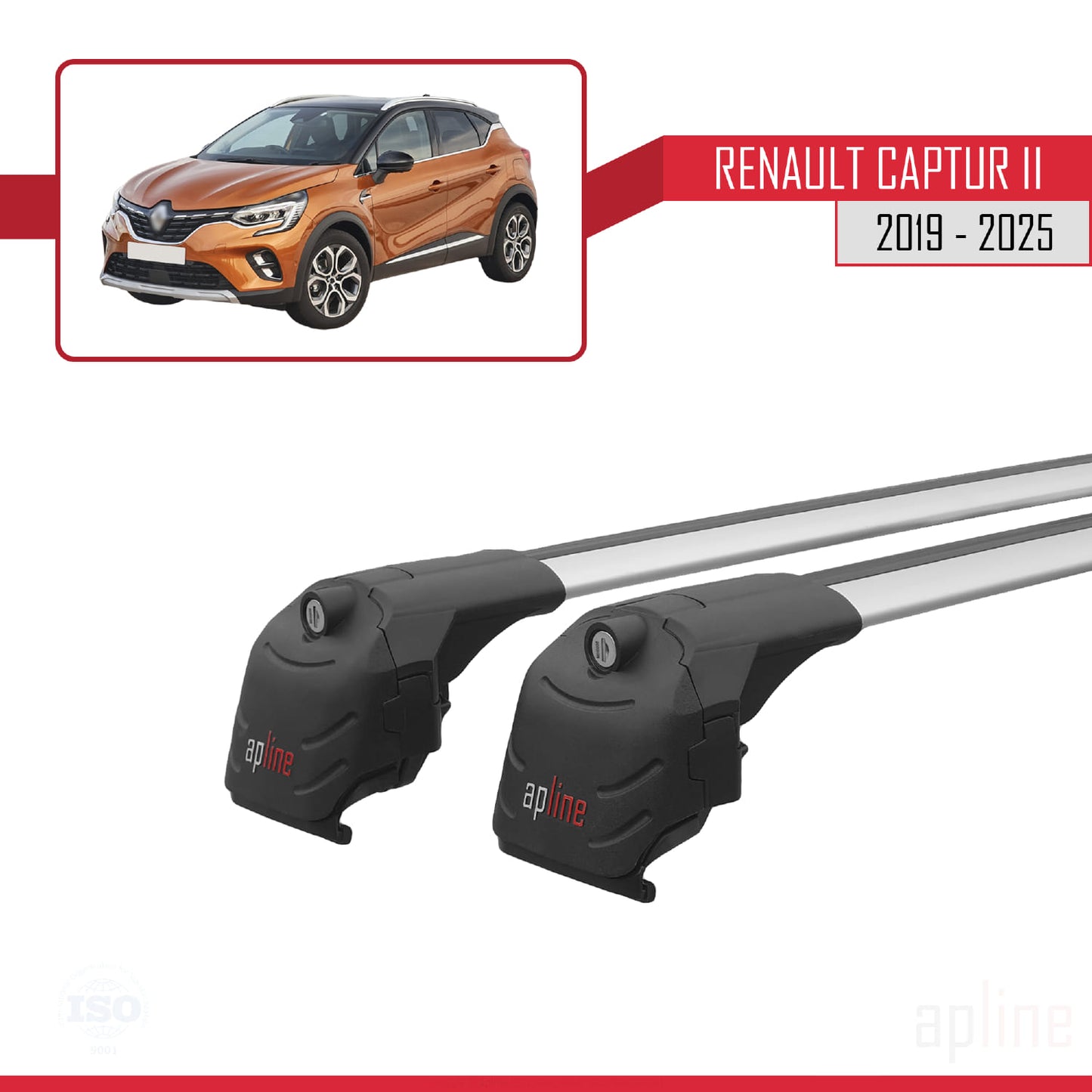 Kompatibel mit Renault Captur 2 2019-2025 ACE-2 Relingträger Dachträger Auto Gepäckträger Grau Aluminium 2 Stangen
