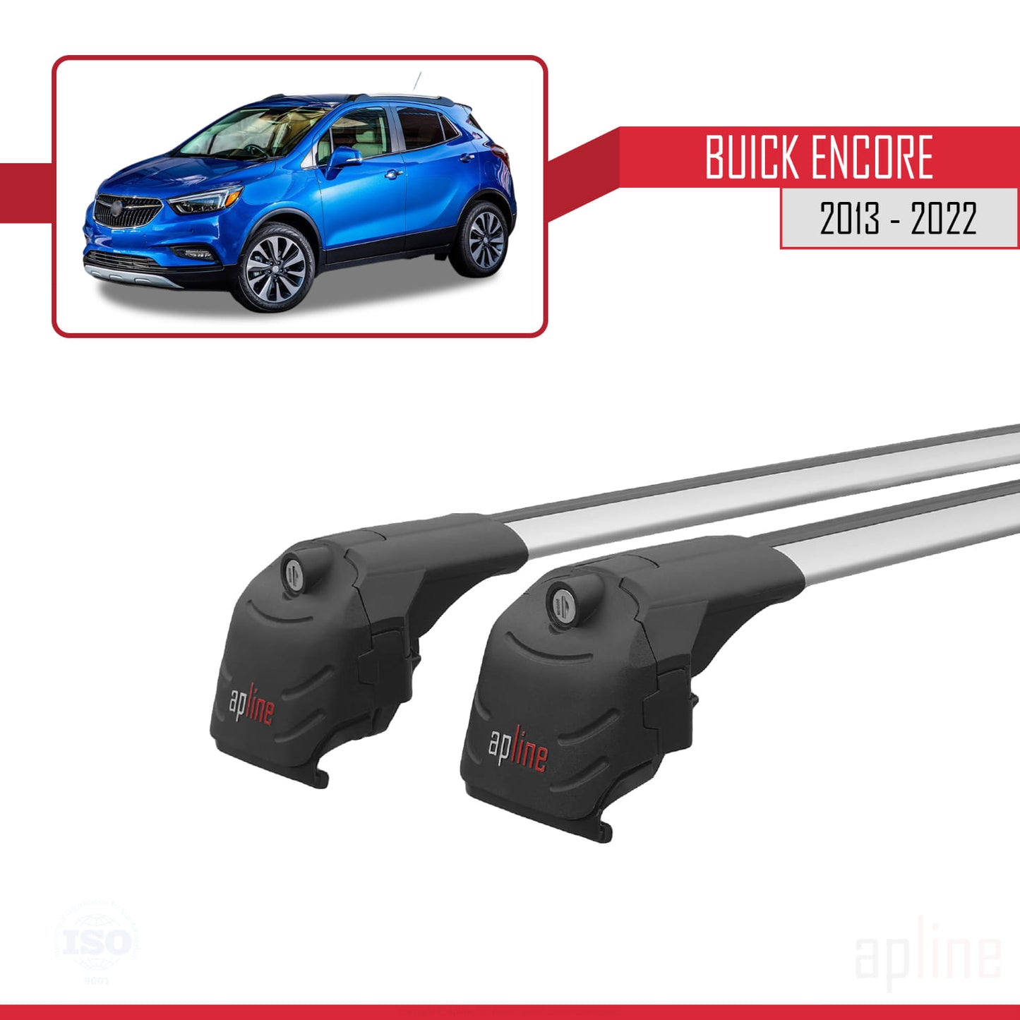Kompatibel mit Buick Encore 2013-2022 ACE-2 Dachreling Gepäckträger Graues Aluminium 2 Stangen