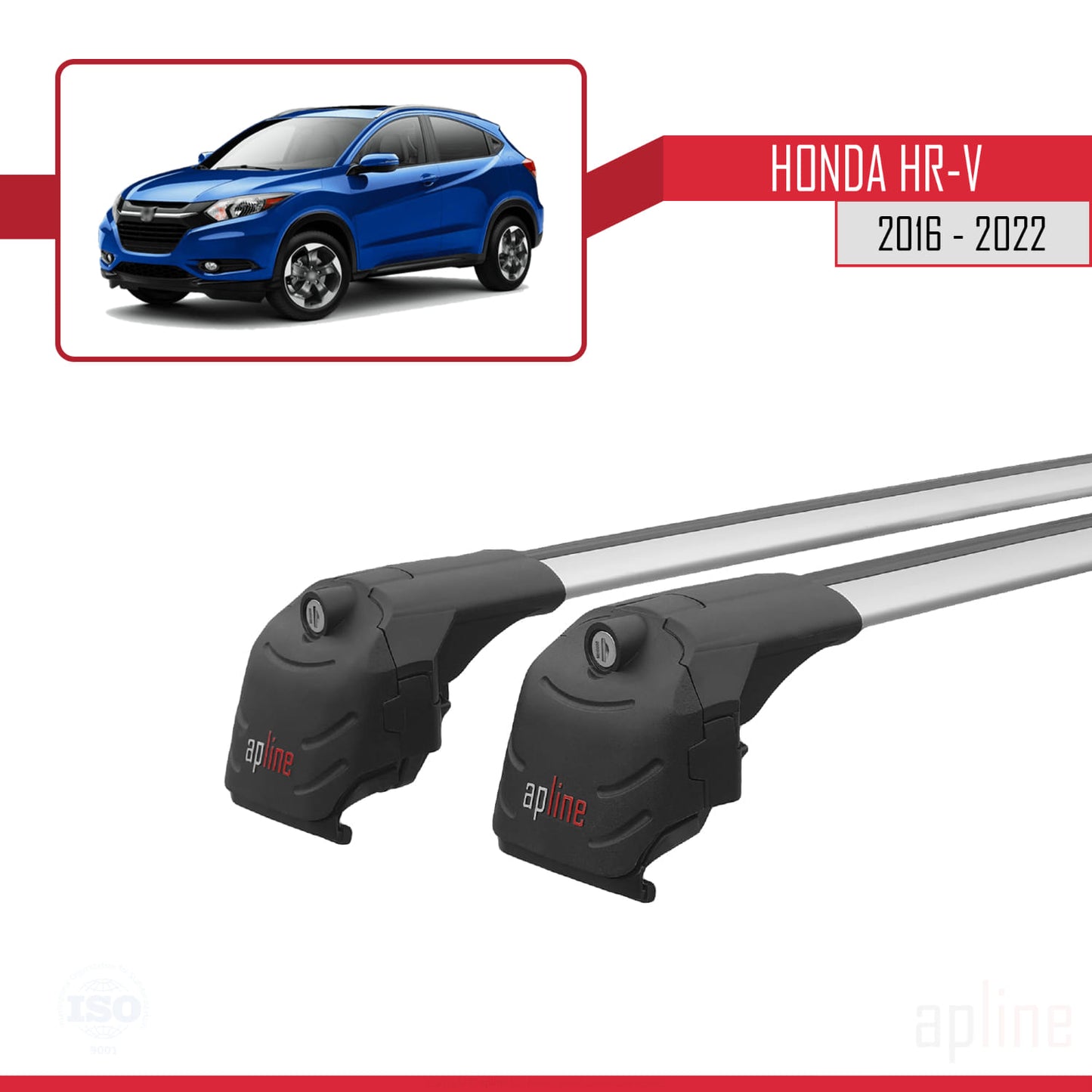 Compatible with Honda HR-V 2016-2022 ACE-2 Car Roof Rack Cross Bar Grey Aluminium 2 Bars