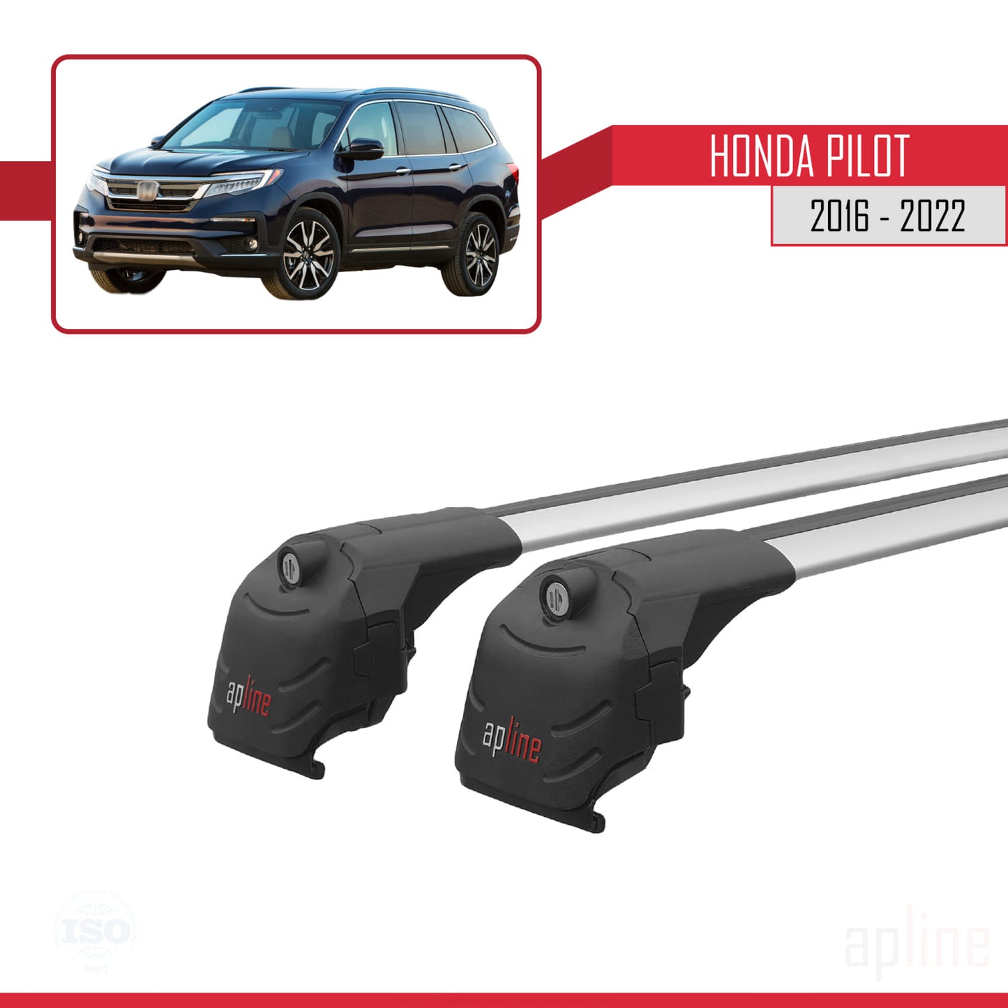 Compatible with Honda Pilot 2016-2022 ACE-2 Car Roof Rack Cross Bar Grey Aluminium 2 Bars
