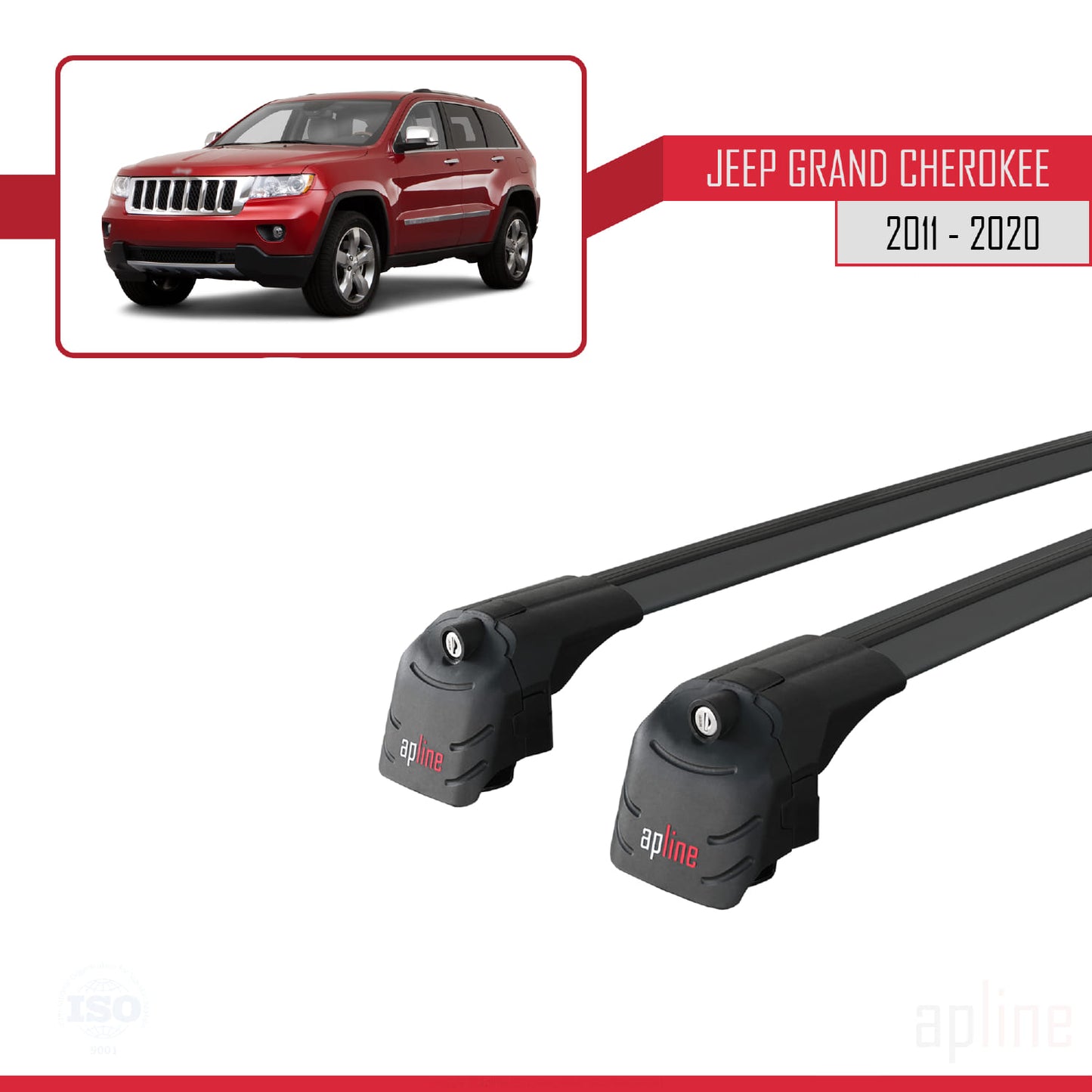 Compatible with Jeep Grand Cherokee 4 (WK2) 2011-2020 ACE-2 Car Roof Rack Cross Bar Black Aluminium 2 Bars