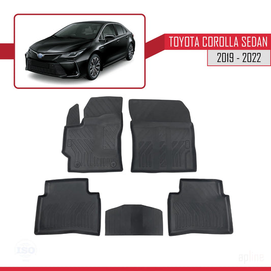 Kompatibel mit Toyota Corolla 12 (E210) Stufenheck 2019-2022 4D Gummimatten Schwarz