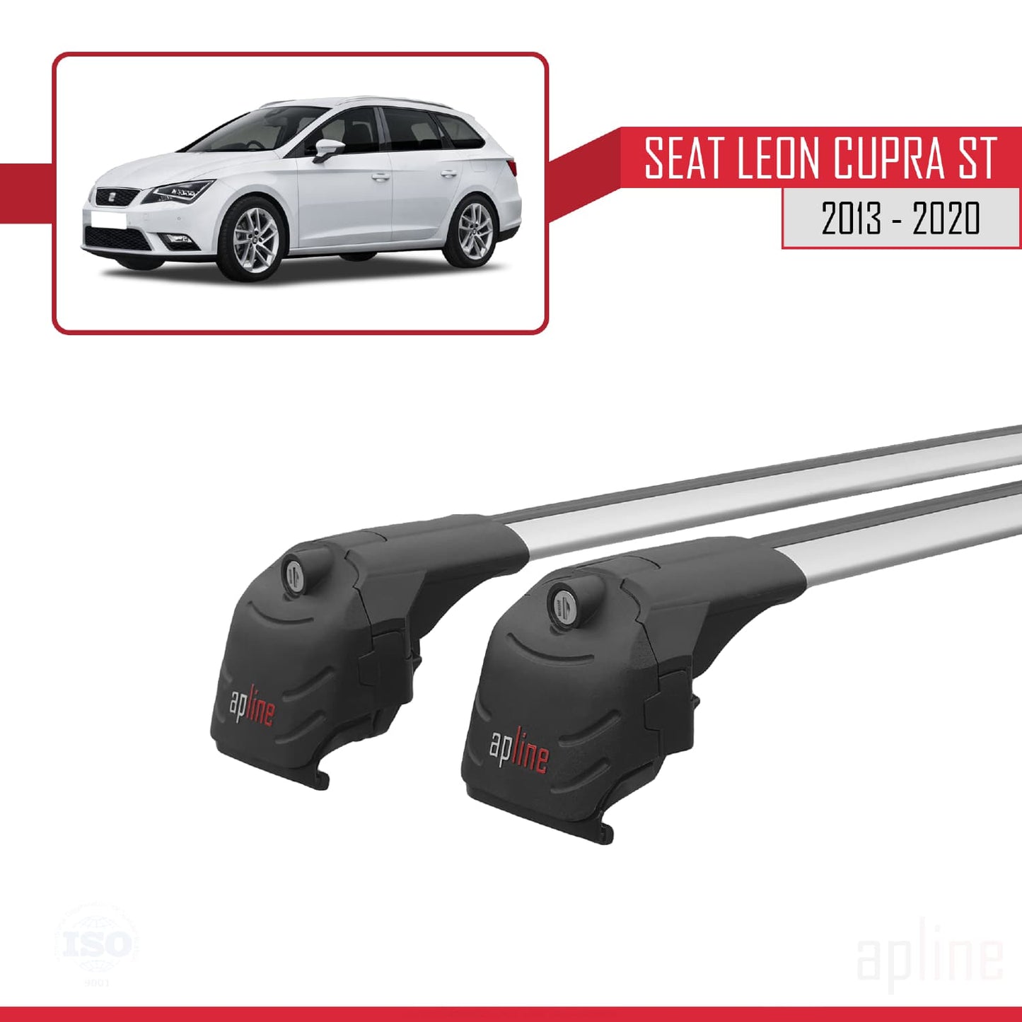Compatible avec Seat Leon 3 (5F) Cupra ST 2013-2020 ACE-2 Barres de Toit Railing Porte-Bagages de Voiture Gris Aluminium 2 Barres