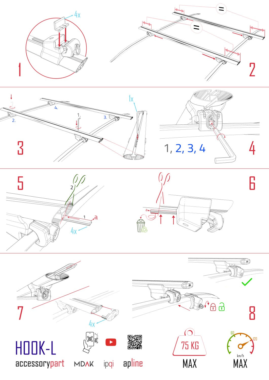 Kompatibel mit Q3 (F3) 2019-2024 HOOK Model Relingträger Dachträger Auto Gepäckträger Schwarz Aluminium 2 Stangen