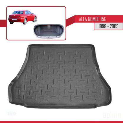 Compatible avec Alfa Romeo 156 (T932) Berline 1998-2005 Flexible Tapis de Coffre Plancher de Chargement Noir
