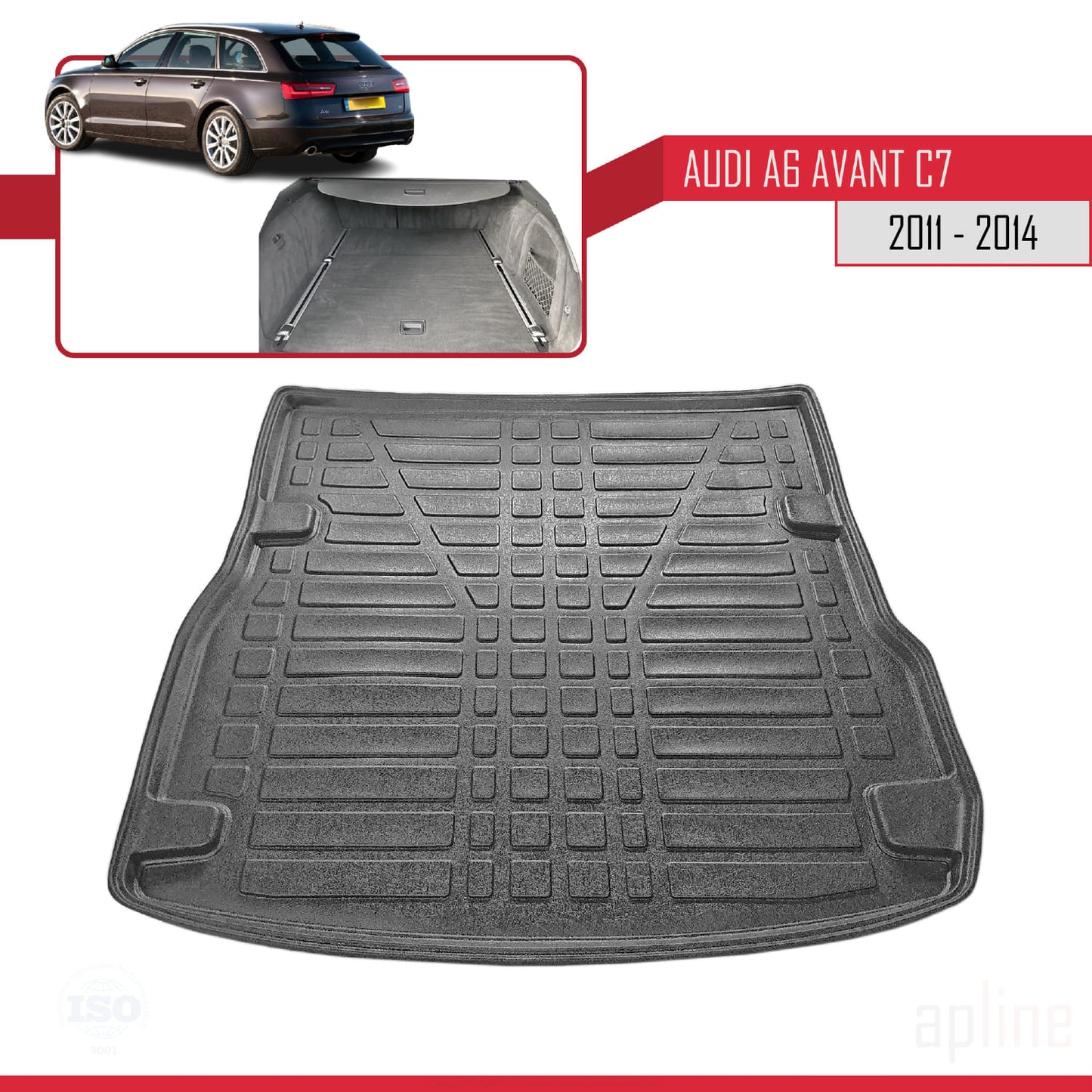 Passend für A6 (C7) 2011–2014, flexible Kofferraummatte, Ladeboden, schwarz