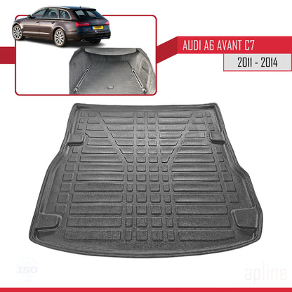 Passend für A6 (C7) 2011–2014, flexible Kofferraummatte, Ladeboden, schwarz