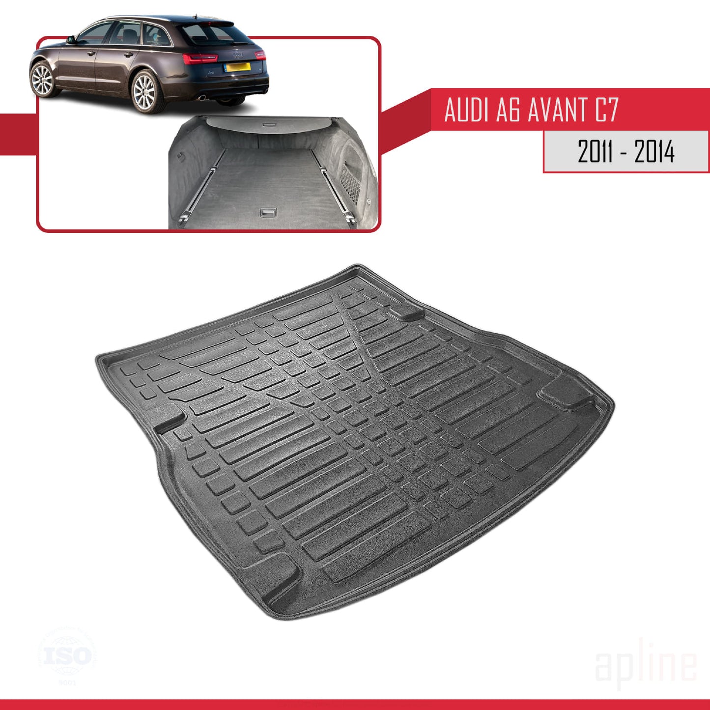 Tapis de Coffre pour A6 (C7) 2011-2023 Flexible NOIR