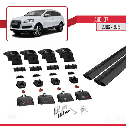 Compatible avec Q7 (4L) 2006-2015 ACE-2 Barres de Toit Railing Porte-Bagages de Voiture Noir Aluminium 2 Barres