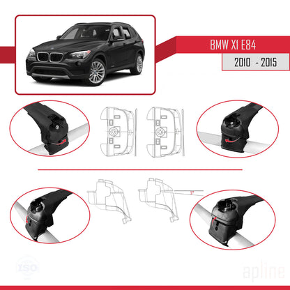Kompatibel mit BMW X1 (E84) 2010-2015 ACE-2 Dachträger, Auto-Dachgepäckträger, schwarzes Aluminium, 2 Stangen