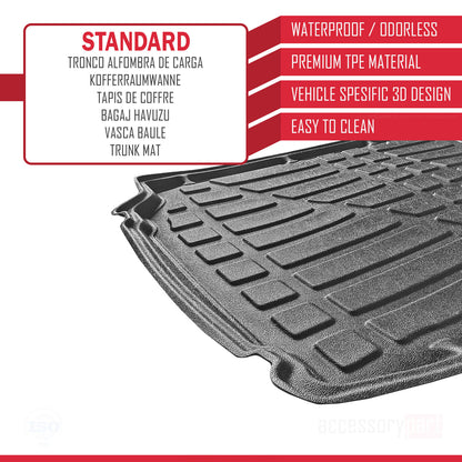 Compatible avec Renault Scenic 3 Post-Facelift 2012-2016 Flexible Tapis de Coffre Plancher de Chargement Noir