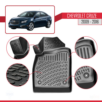 Tapis de Sol pour Chevrolet Cruze 2008-2016 Inodore 4D Tapis en Caoutchouc NOIR