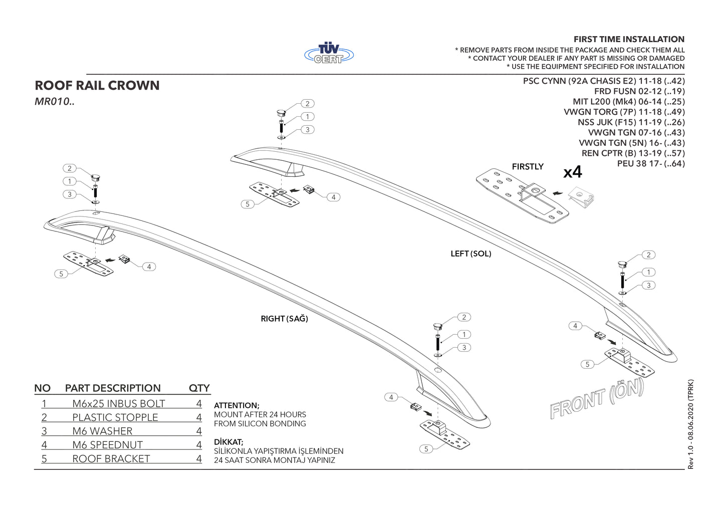 Compatible avec Ford Fusion 2002-2012 (Empattement Court L1/H1) Rails de Toit Porte-bagages sur le Toit (Modèle Adhésif) Noir