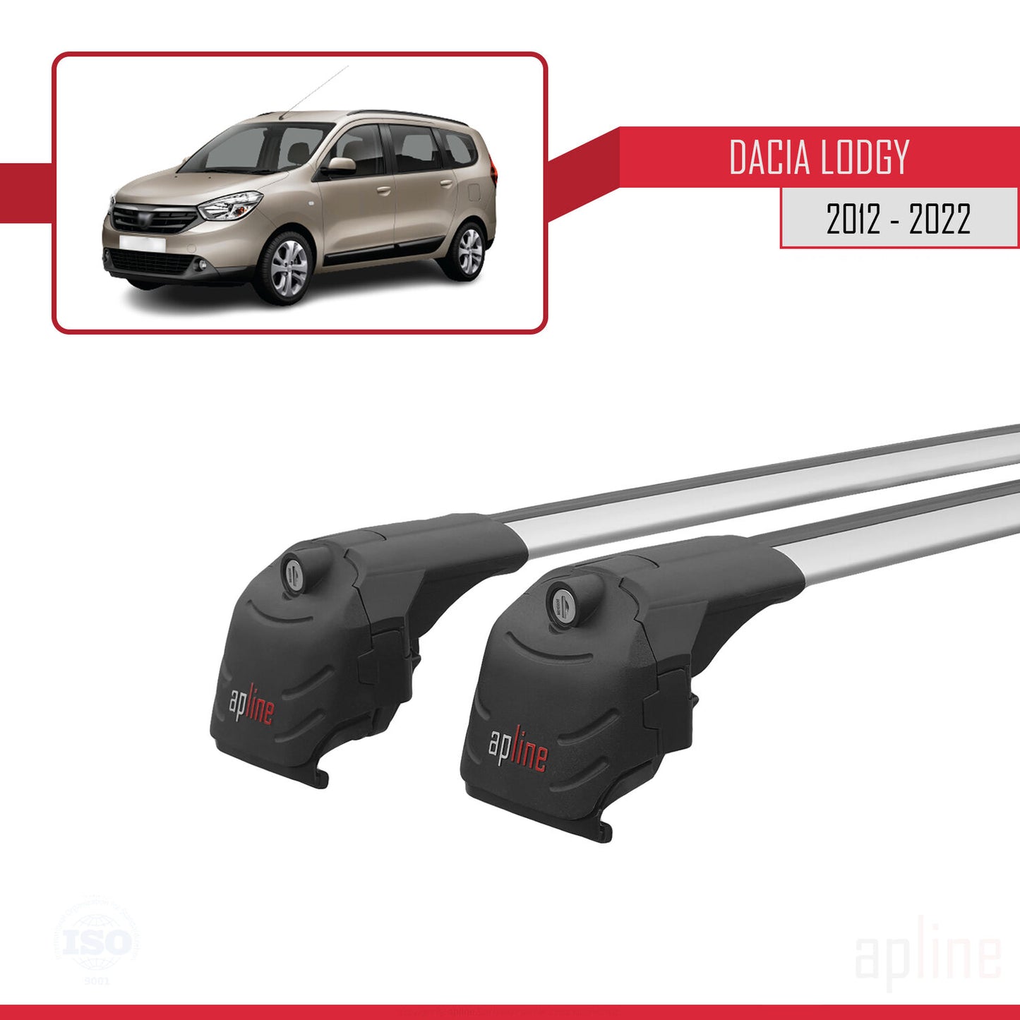 Compatible avec Dacia Lodgy (J92) 2012-2022 ACE-2 Barres de Toit Railing Porte-Bagages de Voiture Gris Aluminium 2 Barres