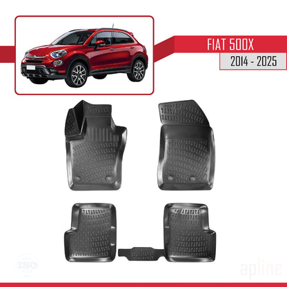 Compatible avec Fiat 500 X 2014-2025 4D Tapis de Voiture Noir