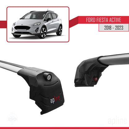 Compatible with Ford Fiesta 7 Active 2018-2023 ACE-2 Car Roof Rack Cross Bar Grey Aluminium 2 Bars