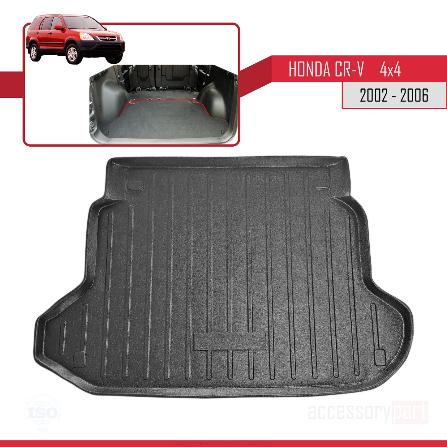 Kompatibel mit Honda CR-V 2 2002-2006 Flexibel Kofferraumwanne Laderaumwanne Schwarz