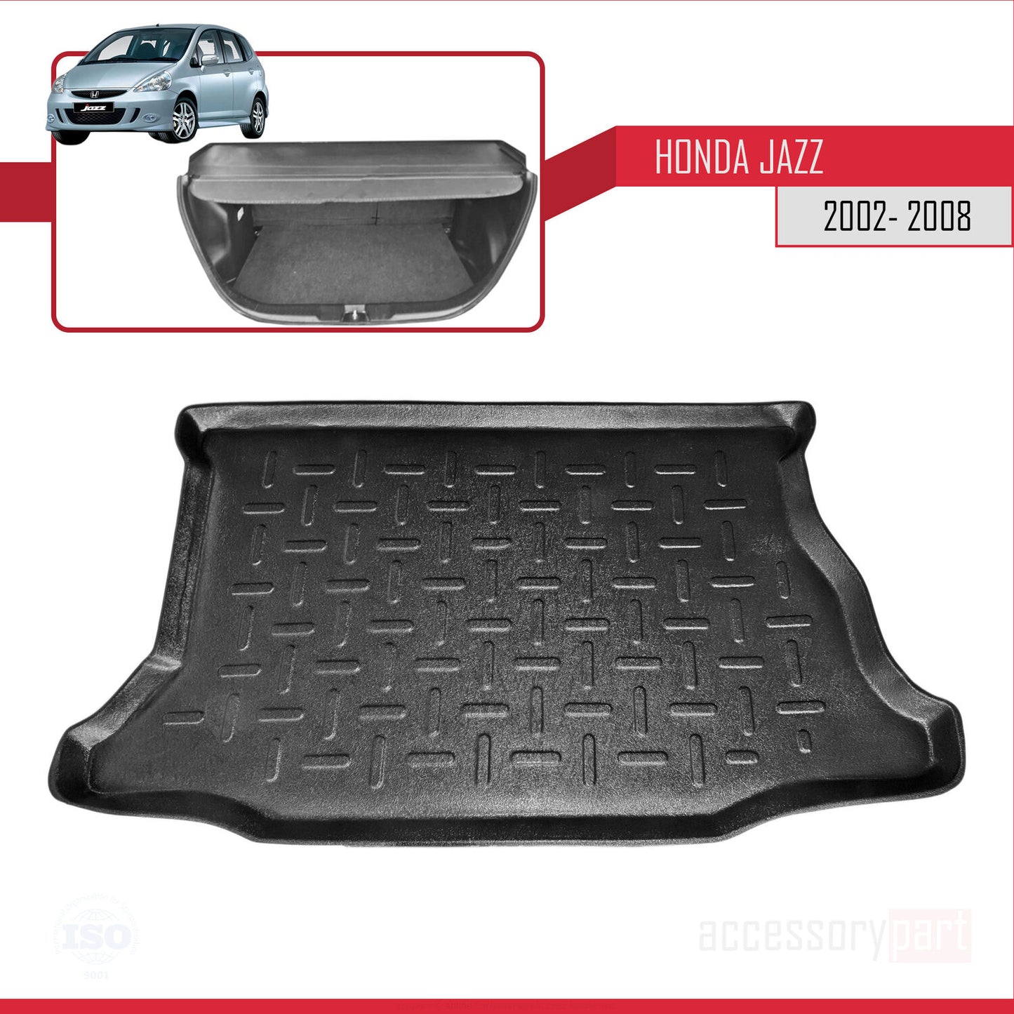 Compatible with Honda Jazz (GD) 2002-2008 Flexible Trunk Mats Cargo Liner Black