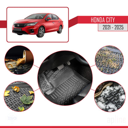 Compatible avec Honda City 2021-2025 4D Tapis de Voiture Noir