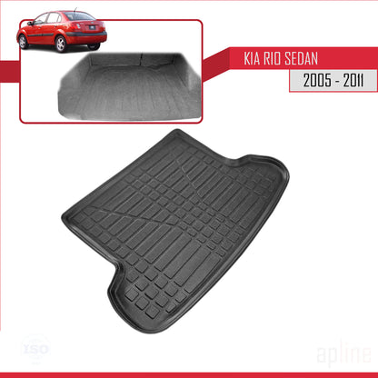 Compatible with Kia Rio 2 (JB) Sedan 2005-2011 Flexible Trunk Mats Cargo Liner Black