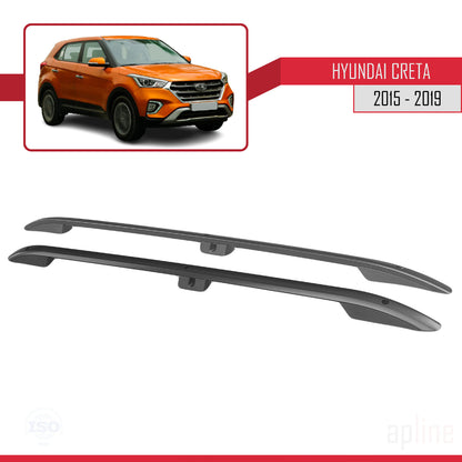 Compatible with Hyundai Creta 2015-2019 (Short Wheelbase L1/H1) Roof Rails Roof Rack Luggage Carrier (Adhesive Model) Black