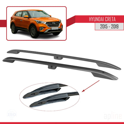 Compatible with Hyundai Creta 2015-2019 (Short Wheelbase L1/H1) Roof Rails Roof Rack Luggage Carrier (Adhesive Model) Black