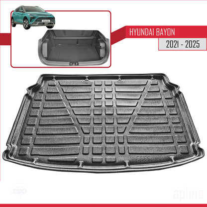 Compatible with Hyundai Bayon (BC3) 2021-2025 Flexible Trunk Mats Cargo Liner Black