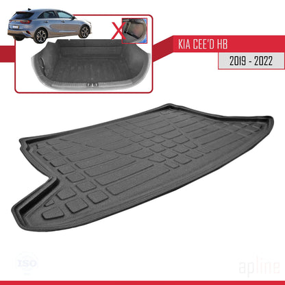 Compatible with Kia Ceed 3 (CD) 2019-2025 Flexible Trunk Mats Cargo Liner Black