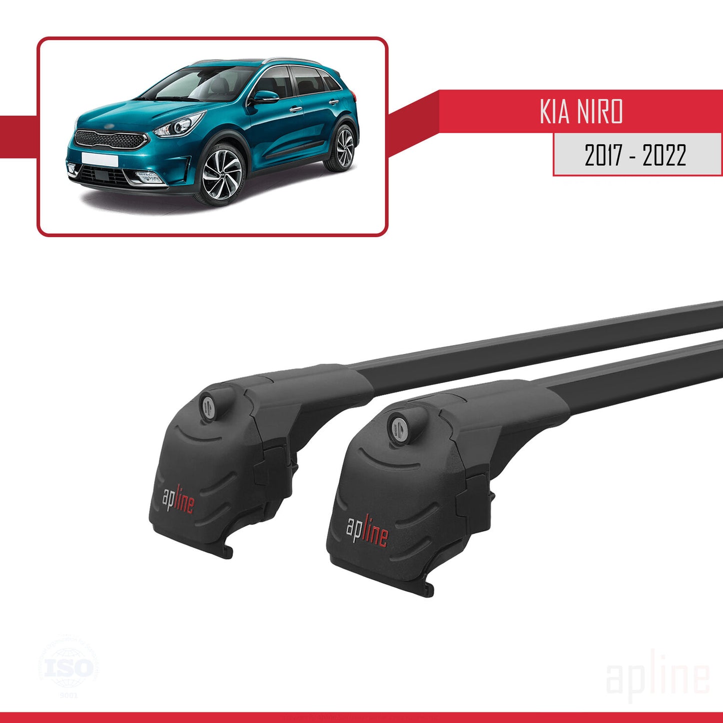 Kompatibel mit Kia Niro (DE) 2017-2022 ACE-2 Relingträger Dachträger Auto Gepäckträger Schwarz Aluminium 2 Stangen