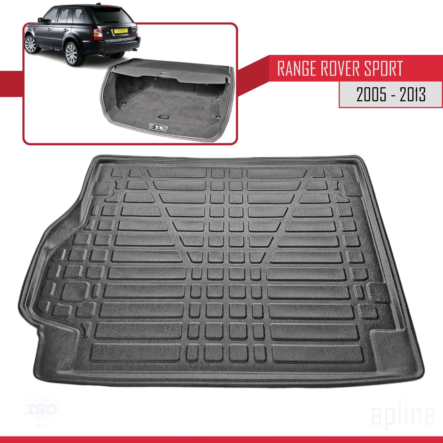 Compatible with Land Rover Range Rover Sport (L320) 2005-2013 Flexible Trunk Mats Cargo Liner Black