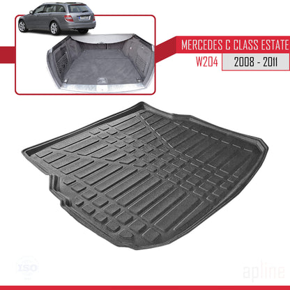 Tapis de Coffre pour Mercedes C Class (S204) 2007-2011 NOIR