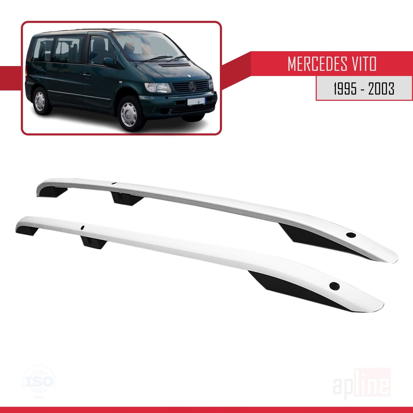 Compatible avec Mercedes Vito (W638) 1996-2003 (Empattement Court L1/H1) Rails de Toit Porte-bagages sur le Toit Gris