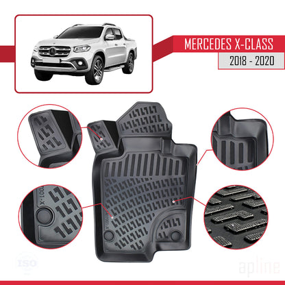 Compatible avec Mercedes Classe X (470) 2018-2020 4D Tapis de Voiture Noir