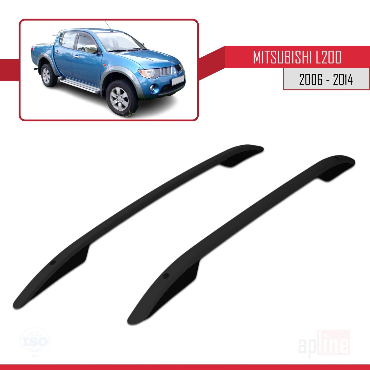 Kompatibel mit Mitsubishi L200 IV 2006-2014 (Kurzer Radstand L1/H1) Dachreling Dachträger Gepäckträger (Klebemodell) Schwarz