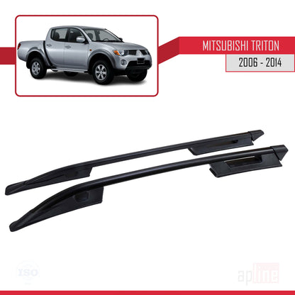 Compatible avec Mitsubishi Triton 4 2006-2014 (Empattement Court L1/H1) Rails de Toit Porte-bagages sur le Toit (Modèle Adhésif) Noir