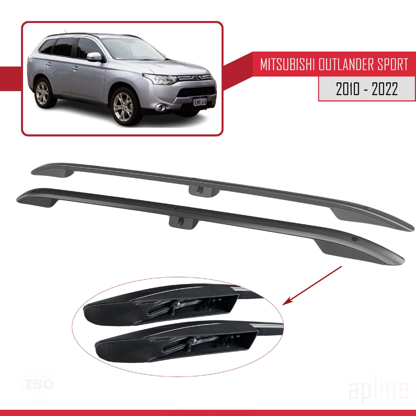 Compatible with Mitsubishi Outlander Sport (GA) 2010-2022 (Short Wheelbase L1/H1) Roof Rails Roof Rack Luggage Carrier Black