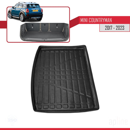 Compatible avec Mini Countryman 2 (F60) 2017-2023 Flexible Tapis de Coffre Plancher de Chargement Noir