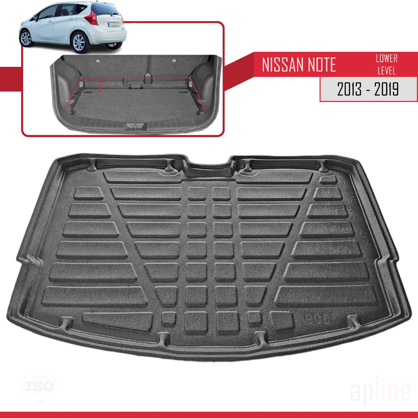 Tapis de Coffre pour Nissan Note 2014-2019 Flexible NOIR