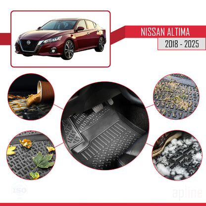 Compatible avec Nissan Altima 6 (L34) 2018-2025 4D Tapis de Voiture Noir