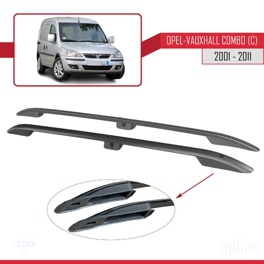 Kompatibel mit Opel Combo C 2001-2011 (Kurzer Radstand L1/H1) Dachreling Dachträger Gepäckträger (Klebemodell) Schwarz