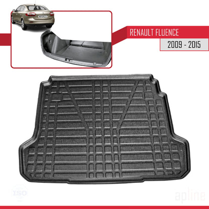 Compatible avec Renault Fluence 2009-2015 Flexible Tapis de Coffre Plancher de Chargement Noir