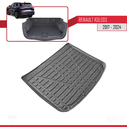 Compatible avec Renault Koleos 2 (HC) 2017-2024 Flexible Tapis de Coffre Plancher de Chargement Noir