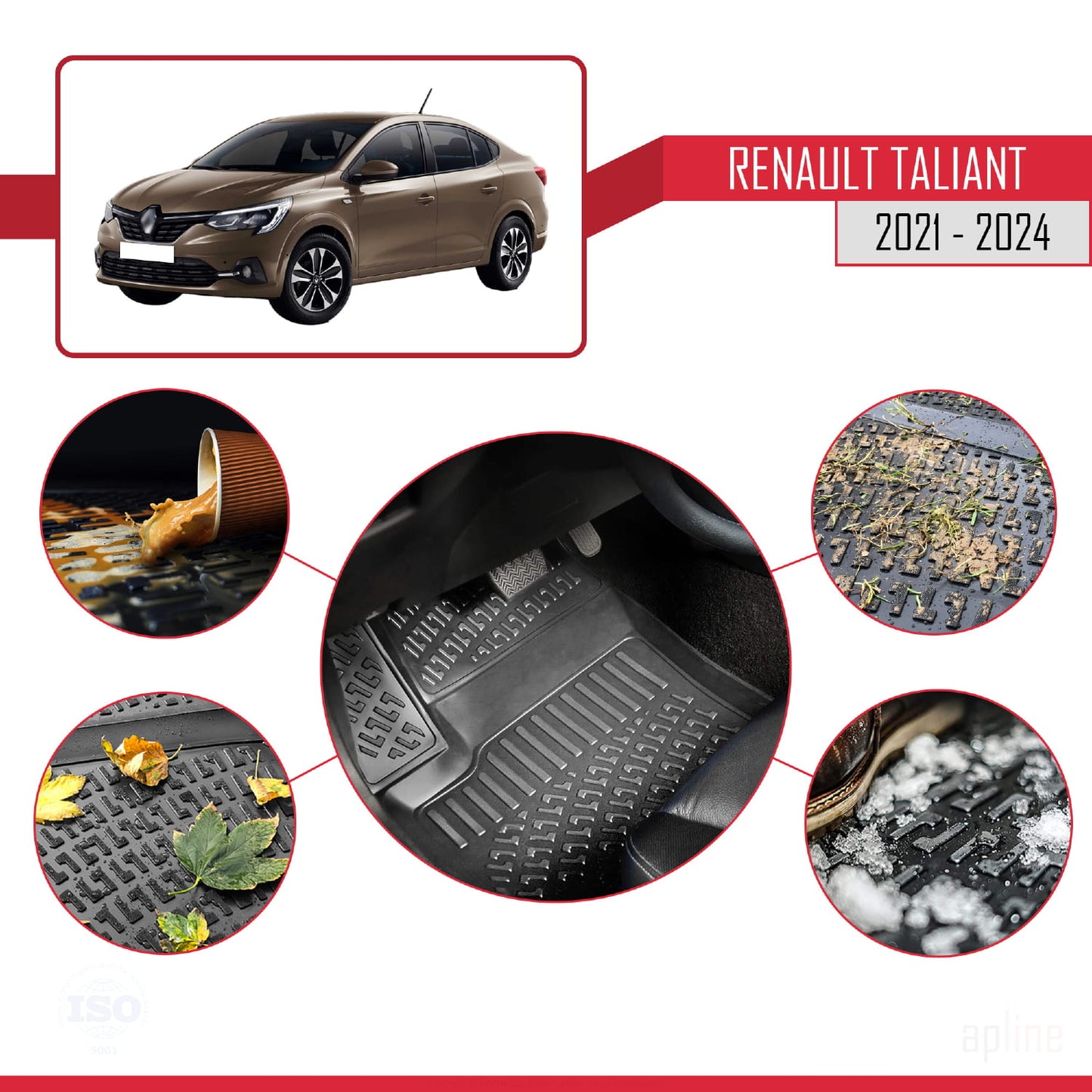 Compatible avec Renault Taliant 3 2021-2024 4D Tapis de Voiture Noir