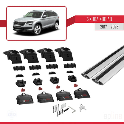 Compatible avec Skoda Kodiaq 2017-2023 ACE-2 Barres de Toit Railing Porte-Bagages de Voiture Gris Aluminium 2 Barres